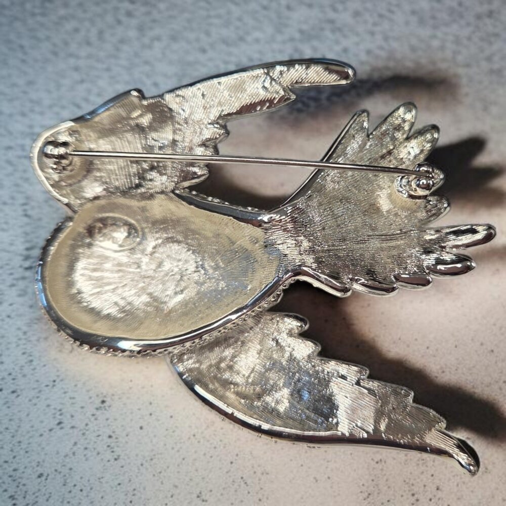 JOAN RIVERS Vintage Dove of Peace Olive Branch Pave Crystal Brooch - Picture 3 of 4